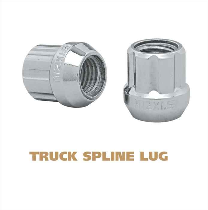 Truck Open End spline Lugs - 0.91 Diameter Chrome Plated